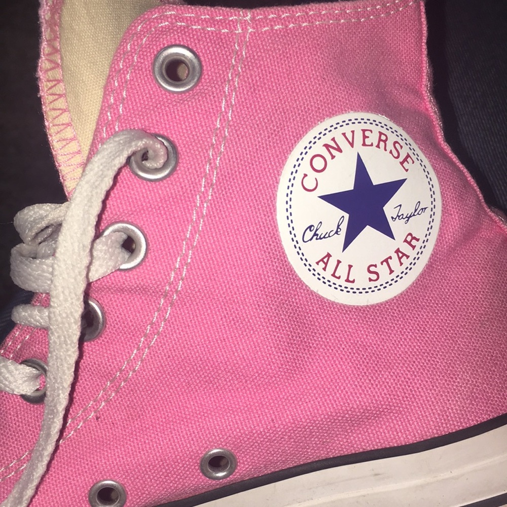 Pink and white womens converse size 9